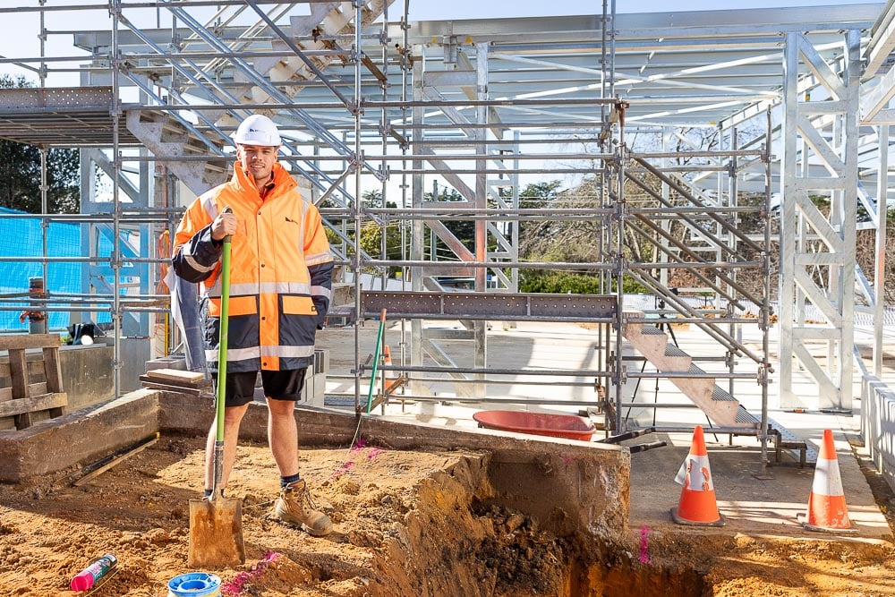 Matt Cox on a construction site